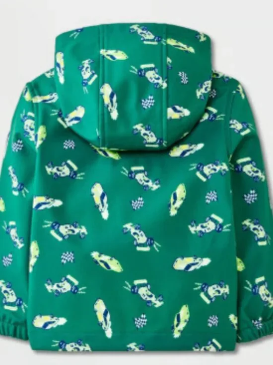 NWT Toddler Boys' Full Zip Racecar Softshell Jacket Hoodie Cat & Jack Green 2T - Picture 3 of 4